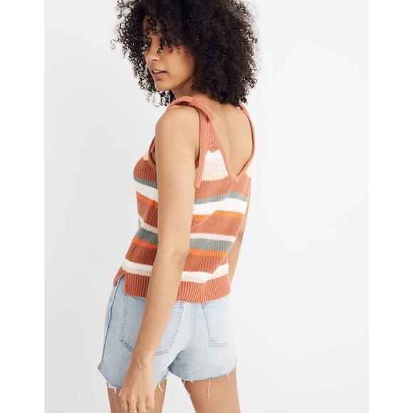 Madewell Grandfield Striped Knit Sweater Tank Top Size Medium Tie Strap - Picture 2 of 10